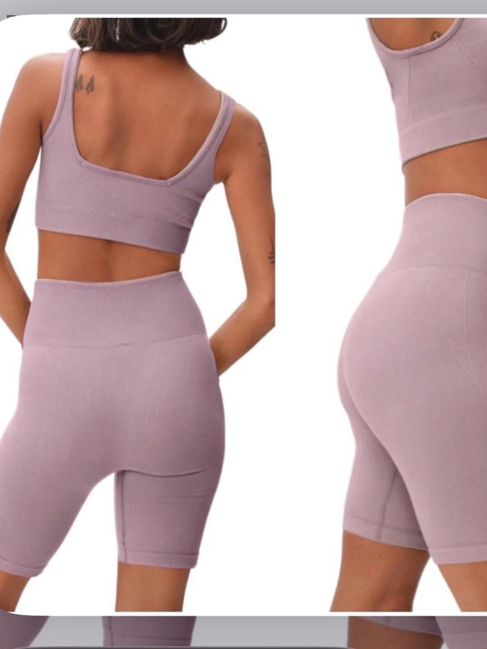 NWT Everlane Seamless Ribbed Bike Short in Dusty Lavender